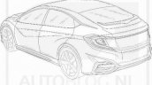 2016 Honda Civic hatchback rear three quarter leaked patent drawings