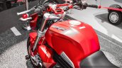 Mahindra Mojo accessories matte red handlebar add-ons at Auto Expo 2016
