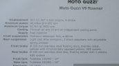 Moto Guzzi V9 Roamer specifications at Auto Expo 2016