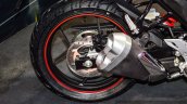 Suzuki Gixxer SF-Fi with rear disc brake rear wheel detail at Auto Expo 2016