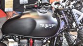 Triumph Bonneville Street Twin Matt Black tank at Auto Expo 2016