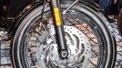 Triumph Bonneville T120 Black front disc brake spoke wheel at Auto Expo 2016