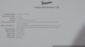 Vespa 946 Armani 125 specifications at Auto Expo 2016