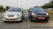 2016 Honda Amaze 1.2 VX (facelift) old vs new front First Drive Review