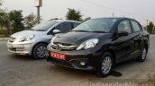 2016 Honda Amaze 1.2 VX (facelift) old vs new front three quarter First Drive Review