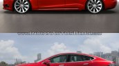 Tesla Model S old vs. new side profile