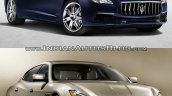 2016 Maserati Quattroporte (facelift) vs. 2013 Maserati Quattroporte front three quarters right side