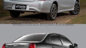 Toyota Etios facelift vs Older model rear quarter Old vs New