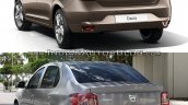 2017 Dacia Logan sedan vs 2012 Dacia Logan sedan rear Old vs New