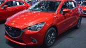 Mazda2 sedan front three quarters left side at 2017 Bangkok International Motor Show