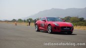 Jaguar F-Type red front three quarters in motion