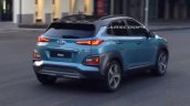 Hyundai Kona SUV blue spied during TVC shoot in Spain