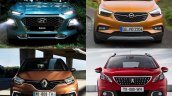 Hyundai Kona vs. Renault Captur vs. Peugeot 3008 vs. Vauxhall Mokka X (Opel Moka X) front