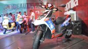 Aprilia SR150 with Chelsea livery front three quarters at Nepal Auto Show 2017