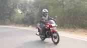 2018 Hero Super Splendor first ride review front right action shot far
