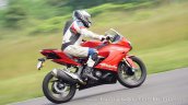 TVS Apache RR 310 first ride review action right side