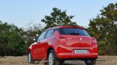 2018 Maruti Swift test drive review rear three quarters