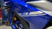 2018 Yamaha YZF-R3 Blue left fairing at 2018 Auto Expo
