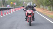 2018 TVS Apache RTR 160 4V First ride review front action crouched