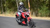 2018 TVS Apache RTR 160 4V First ride review front right quarter action