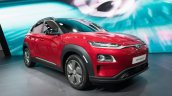 Hyundai Kona Electric red front three quarters right side at 2018 Geneva Motor Show