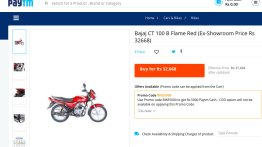 Bajaj CT100B priced at INR 27,668 on Paytm - IAB Report