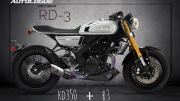 Autologue Design creates Yamaha YZF-R3 cafe racer render with RD350 inspired styling