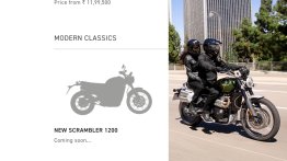 Triumph Scrambler 1200 listed on Indian website