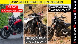 Bajaj Dominar 250 vs Husqvarna Svartpilen 250 and Vitpilen 250 - Acceleration Test