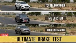 Ford Endeavour vs Toyota Fortuner vs MG Gloster - Braking Test