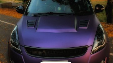 Maruti Swift with matte purple wrap