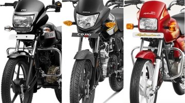 TVS Radeon vs. Honda CD 110 Dream DX vs. Hero Splendor Plus - Spec sheet comparo