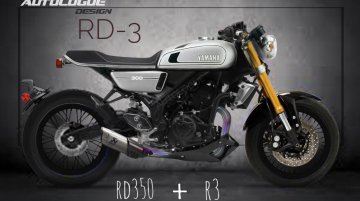 Autologue Design creates Yamaha YZF-R3 cafe racer render with RD350 inspired styling