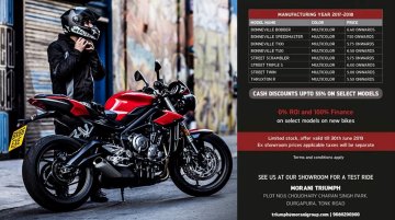 Jaipur dealership announces heavy discounts on Triumph Bonneville and Street models