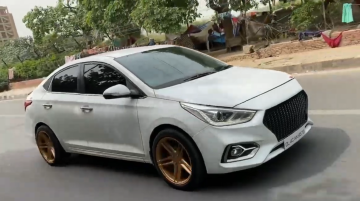 Hyundai Verna modified with cosmetic add-ons and ECU remapping, looks wicked