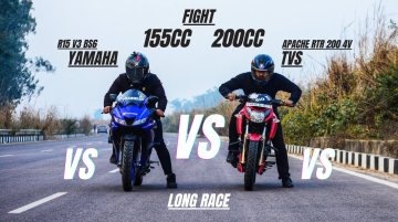 Can Yamaha R15 v3 Beat TVS Apache RTR 200 4V in Long Drag Race?