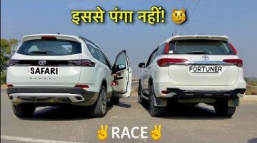 New-gen Tata Safari vs Pre-Facelift Toyota Fortuner In A Drag Race