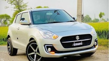 First 2021 Maruti Swift Facelift with Aftermarket 17-inchers and Low Profile Rubber