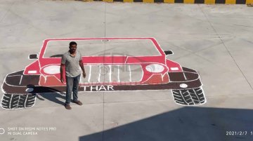 Mahindra Thar Rangoli Creates Record, Dedicated To Anand Mahindra