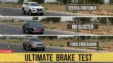 Ford Endeavour vs Toyota Fortuner vs MG Gloster - Braking Test