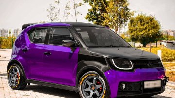 This Maruti Ignis Gets A Lurid Purple And Black Wrap Job