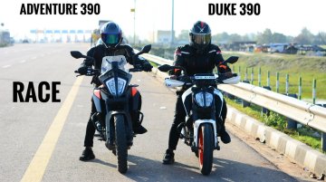 KTM 390 Adventure vs KTM 390 Duke - Interesting Top-End Drag Race