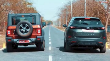 Watch Mahindra Thar VS Tata Harrier in a Drag Race