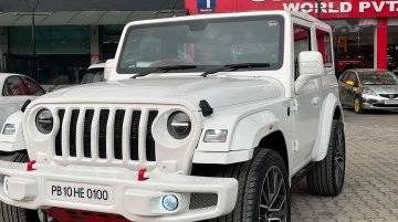 Full White Mahindra Thar with Red Highlights is a Head-Turner