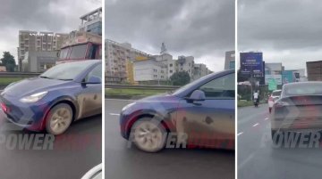 After Tesla Model 3, Tesla Model Y Spied Testing in India - VIDEO