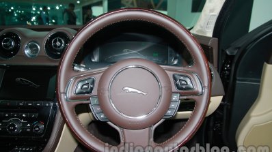 2014 Jaguar XJ steering wheel at Auto Expo 2014