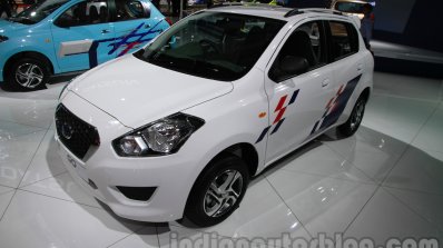 Accessorized Datsun Go at Auto Expo 2014 front quarter