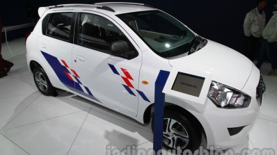 Accessorized Datsun Go at Auto Expo 2014 front three quarters