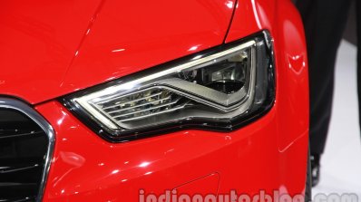 Audi A3 sedan headlamp at Auto Expo 2014