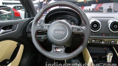 Audi A3 sedan steering wheel at Auto Expo 2014